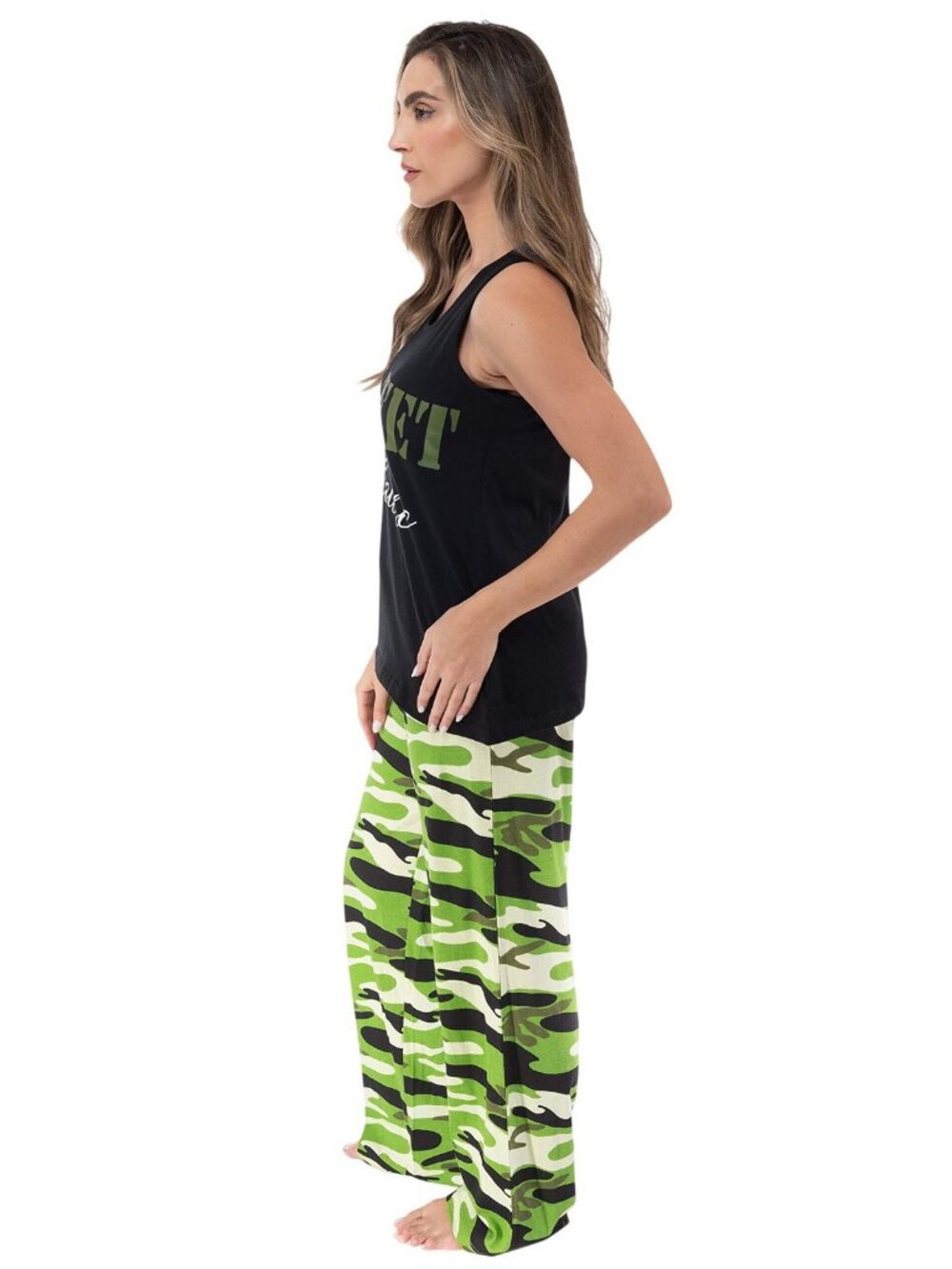 NWT Just Love Sleepwear Tank and Pajama Pants Set 92278971 Camouflage Black M - Picture 3 of 12